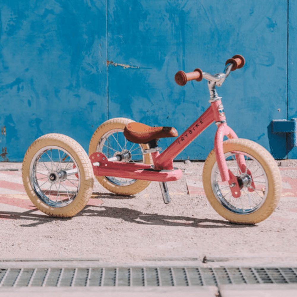 Trybike Steel 2 in 1 Kids Trike Balance Bike Vintage Pink