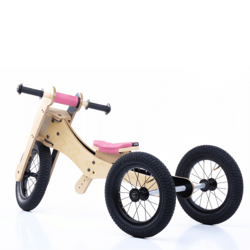 Trybike Trybike Wooden Trybike with Soft Chin Guard Seat and Cover Set - Pink