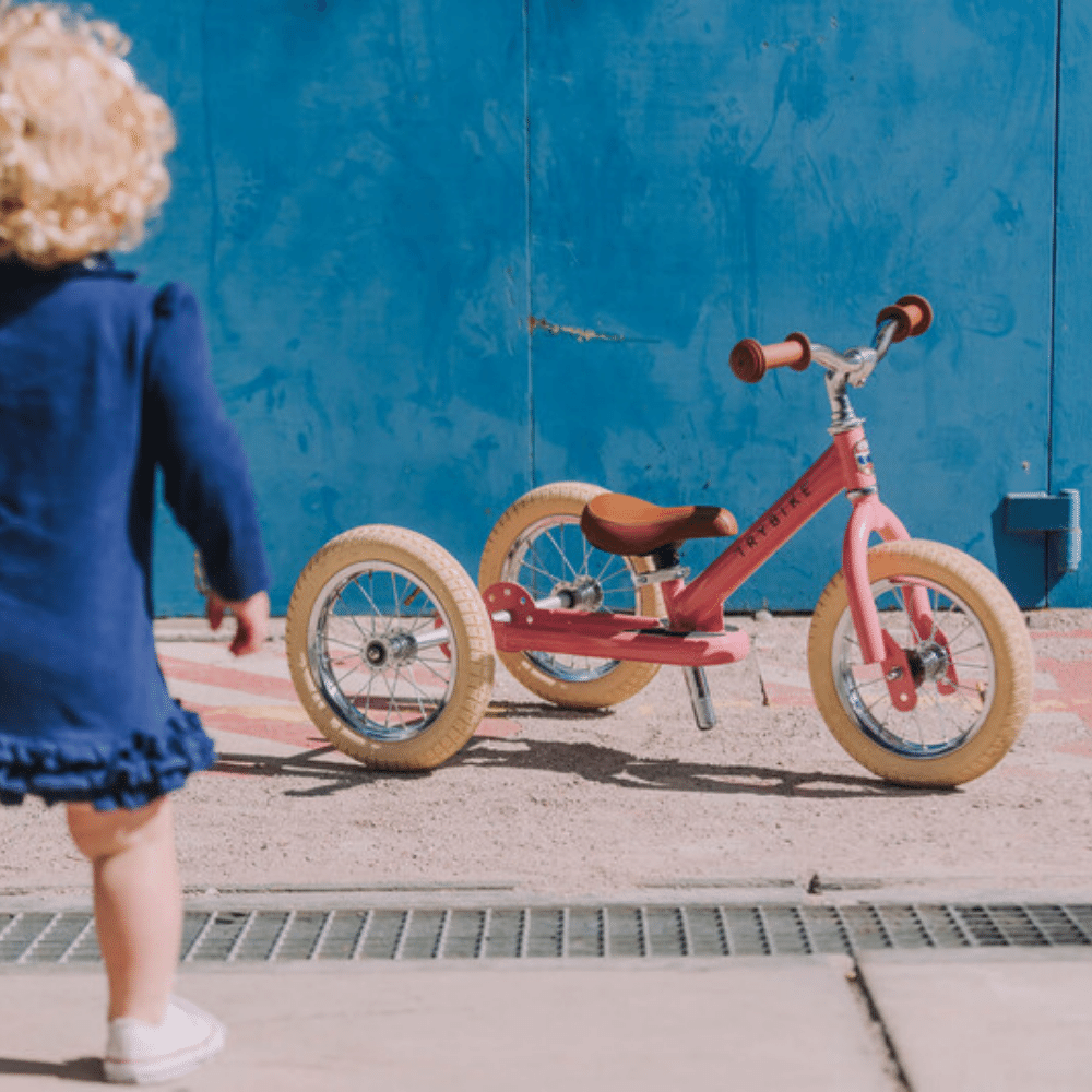 Trybike Trybike Steel 2 in 1 Kids Trike/Balance Bike - Vintage Pink TB6143