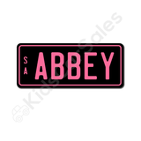 Unbranded Black / Baby Pink Personalised Mini Number Plate for Kids Ride-On Cars Mini-Plate