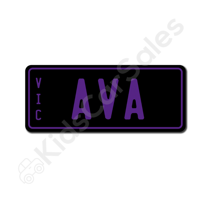 Unbranded Black / Purple 1 x Free Personalised Mini Number Plate for Kids Ride-On Cars (WITH PURCHASE ONLY) Mini-Plate