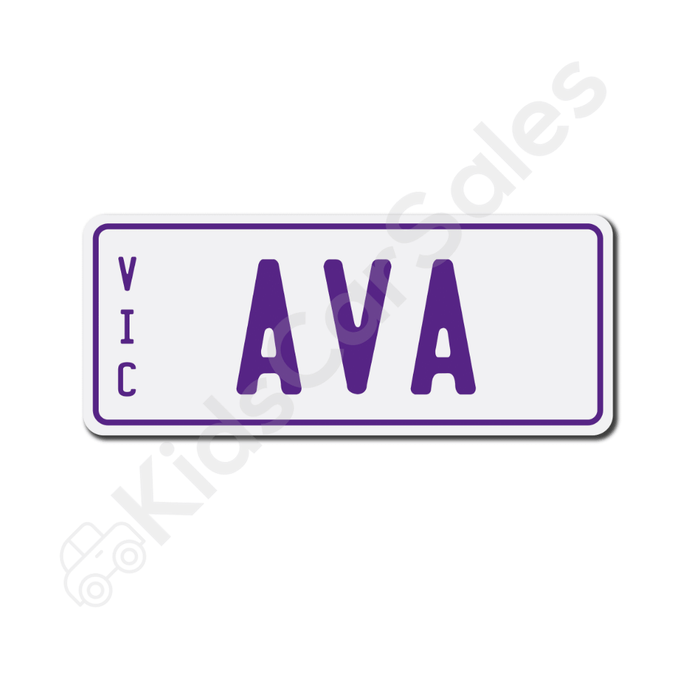 Unbranded White / Purple 1 x Free Personalised Mini Number Plate for Kids Ride-On Cars (WITH PURCHASE ONLY) Mini-Plate
