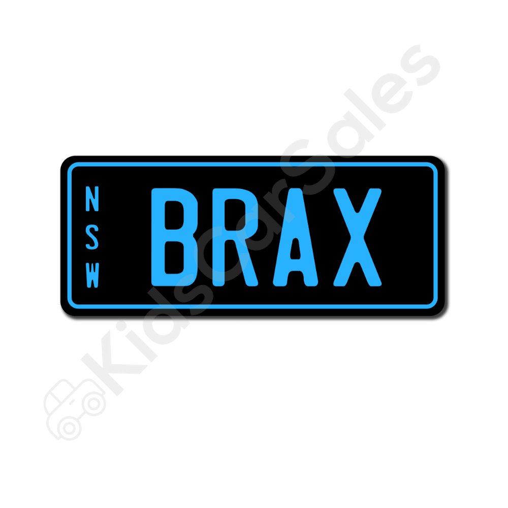 Unbranded Black / Medium Blue Personalised Mini Number Plate for Kids Ride-On Cars Mini-Plate