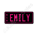 Unbranded Black / Deep Pink Personalised Mini Number Plate for Kids Ride-On Cars Mini-Plate