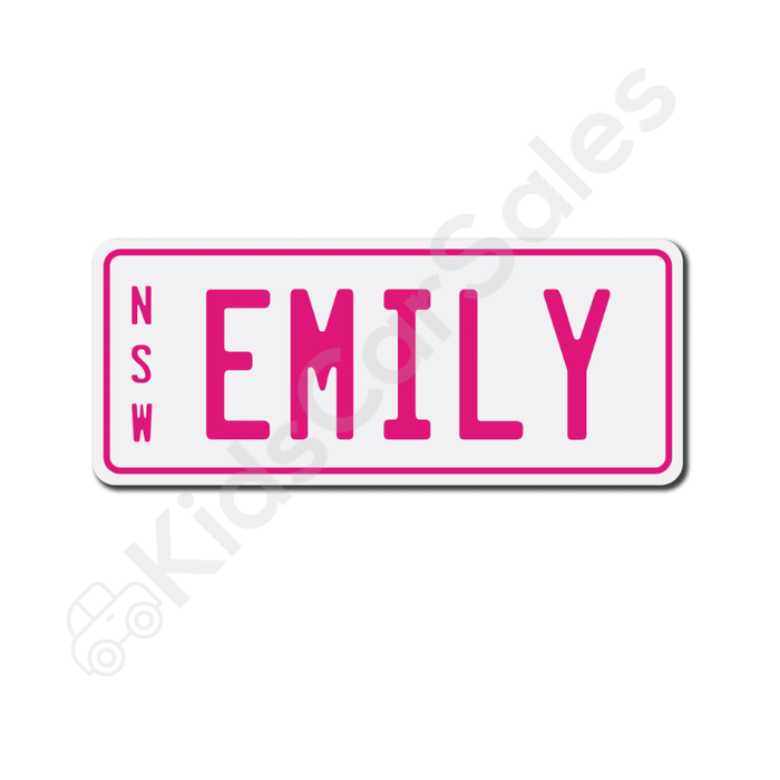 Unbranded White / Deep Pink Personalised Mini Number Plate for Kids Ride-On Cars Mini-Plate