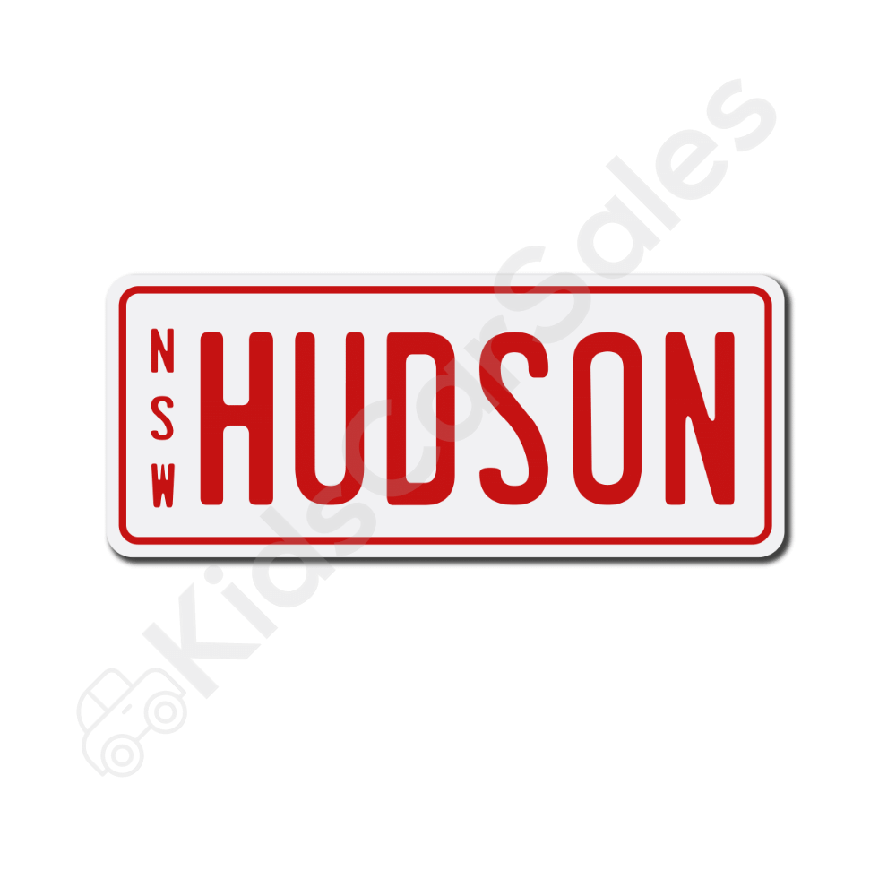 Unbranded White / Red Personalised Mini Number Plate for Kids Ride-On Cars Mini-Plate