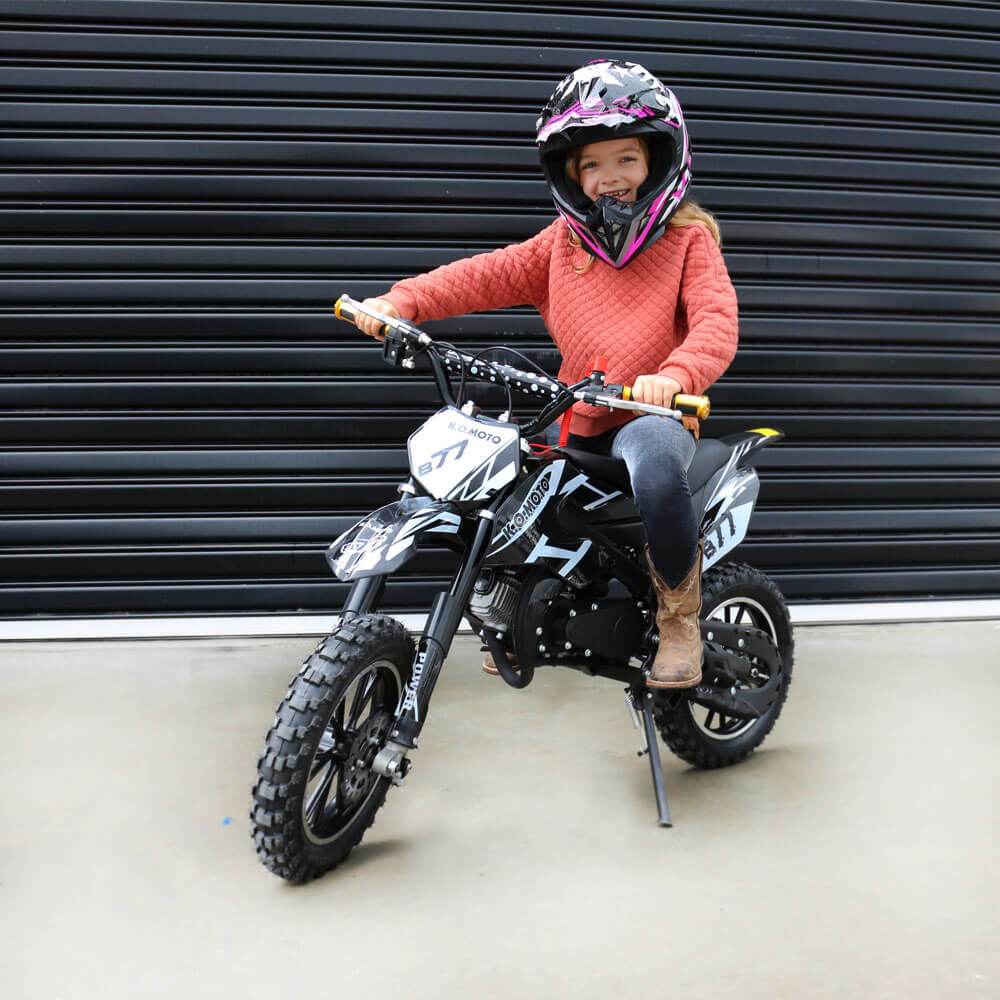 MJM 49cc Petrol Powered 2 Stroke Kids Dirt Bike Black Kids Car Sales