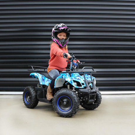 MJM MJM 49cc Petrol Powered 2-Stroke Farm Kids ATV Quad Bike - Blue MJM-49ATV-FA-BLU