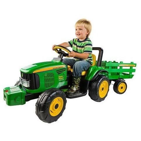 John Deere John Deere Farm Power 12v Kids Ride-On Tractor With Trailer IGOR0050