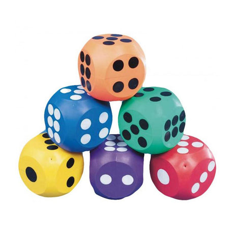 Jumbo 10cm Coloured Rubber Die - 6 Pack - KIDS CAR SALES