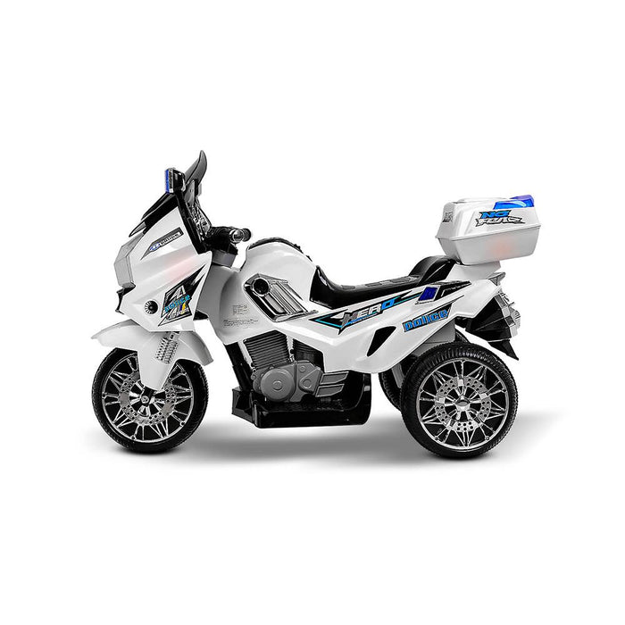 Unbranded Kids Electric 12v Police Patrol 3-Wheel Ride-On Motorbike RCAR-MBIKE-POLICE-WH