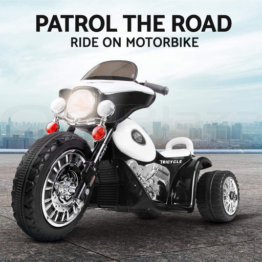 Unbranded Kids Electric 6v White 3-Wheel Chopper-Style Police Ride-On Motorbike RCAR-MBIKE-POLICE
