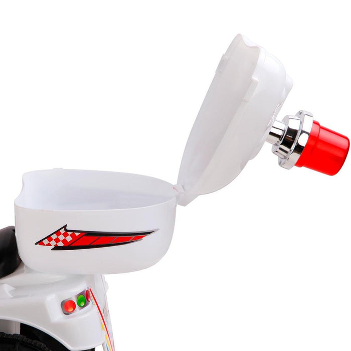 Unbranded Kids Electric 6v White 3-Wheel Ride-On Motorbike RCAR-MBIKE-WH