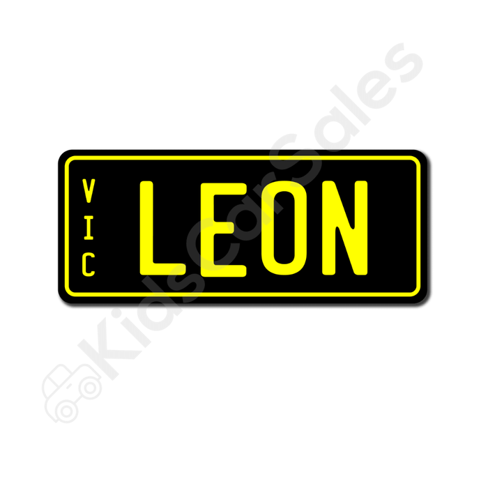 Unbranded Black / Yellow Personalised Mini Number Plate for Kids Ride-On Cars Mini-Plate