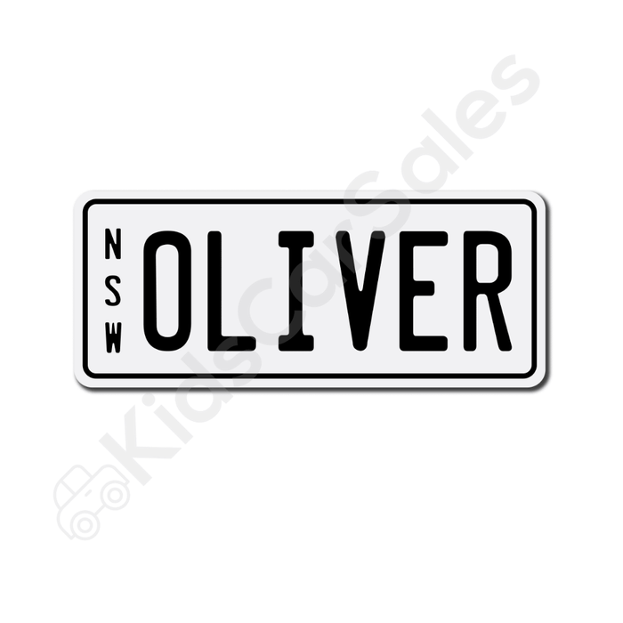 Unbranded White / Black Personalised Mini Number Plate for Kids Ride-On Cars Mini-Plate