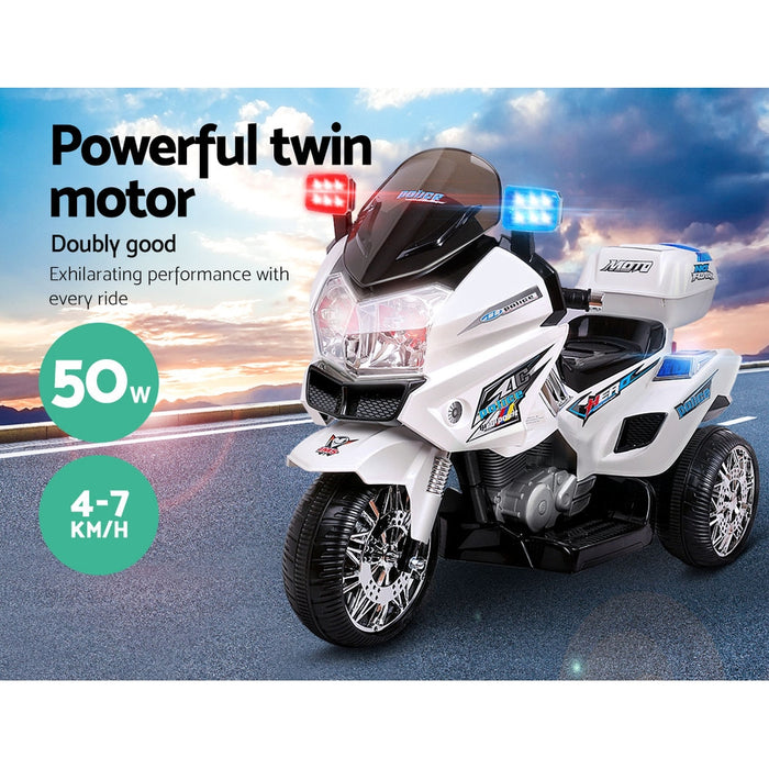 Rigo Kids Electric 12v Police Patrol 3-Wheel Ride-On Motorbike