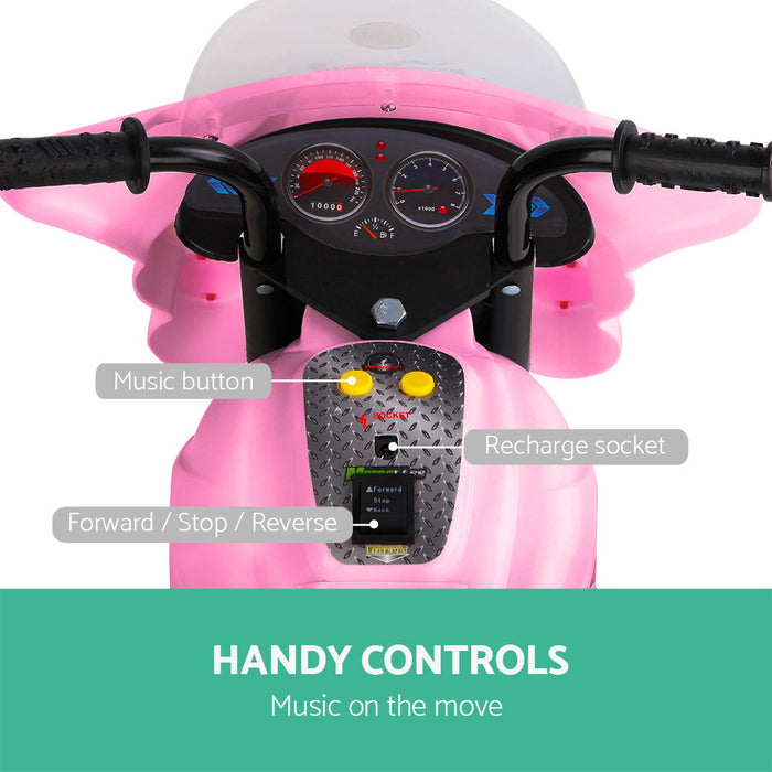 Kids Electric 6v Pink 3-Wheel Ride-On Motorbike