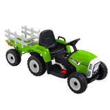 Rigo Kids Electric 12v Farm Tractor Trailer Ride-On Kids Car - Green