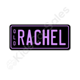 Unbranded Black / Lavender Personalised Mini Number Plate for Kids Ride-On Cars Mini-Plate