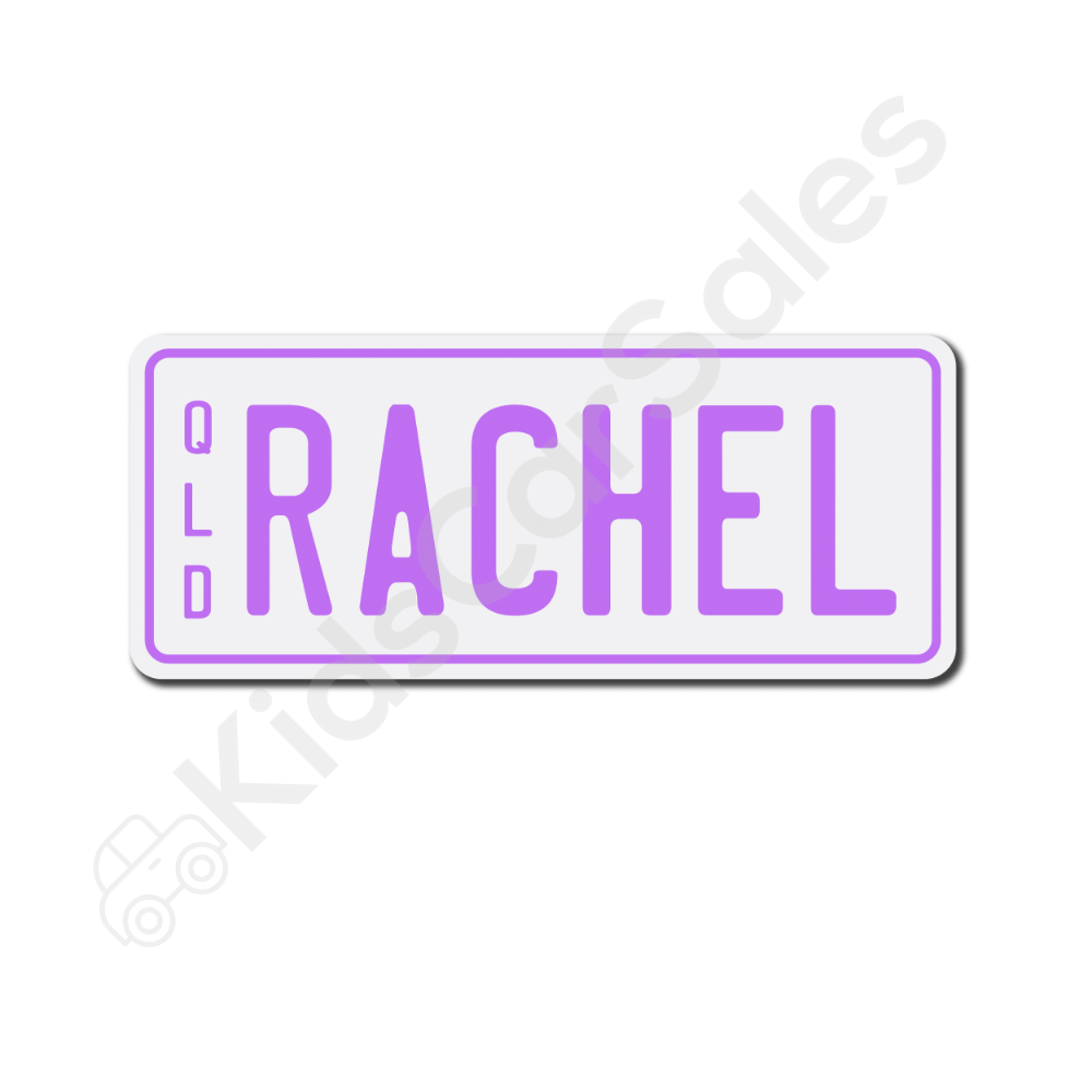 Unbranded White / Lavender Personalised Mini Number Plate for Kids Ride-On Cars Mini-Plate