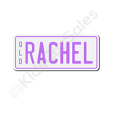 Unbranded White / Lavender 1 x Free Personalised Mini Number Plate for Kids Ride-On Cars (WITH PURCHASE ONLY) Mini-Plate