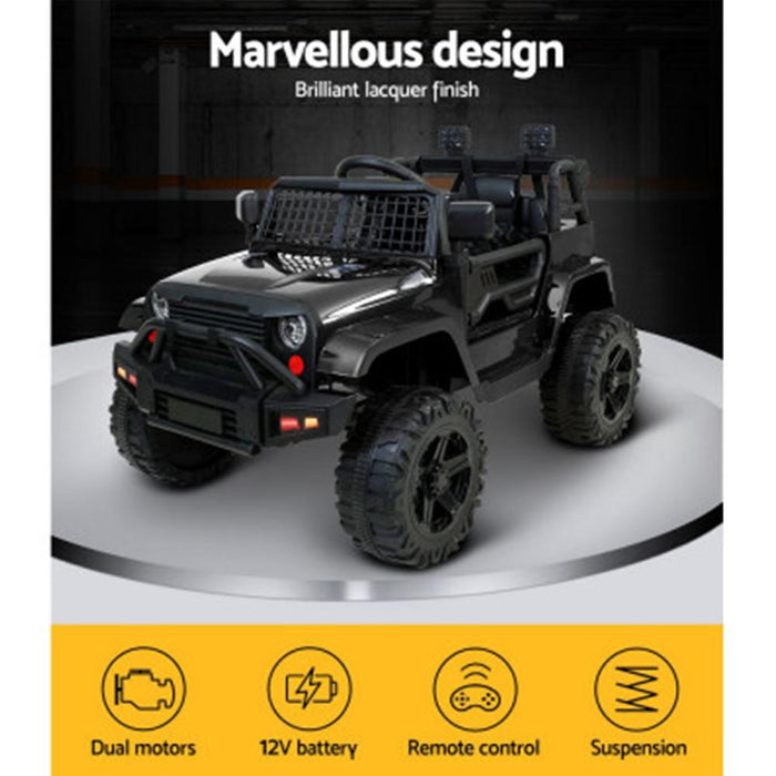 Unbranded Kids Electric 12v Ride On Jeep with Remote Control - Black RCAR-JEP-4WS-BK