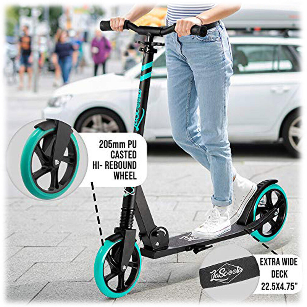 Lascoota Pulse Kick Push Commuter Scooter for Teens and Adult - Aqua