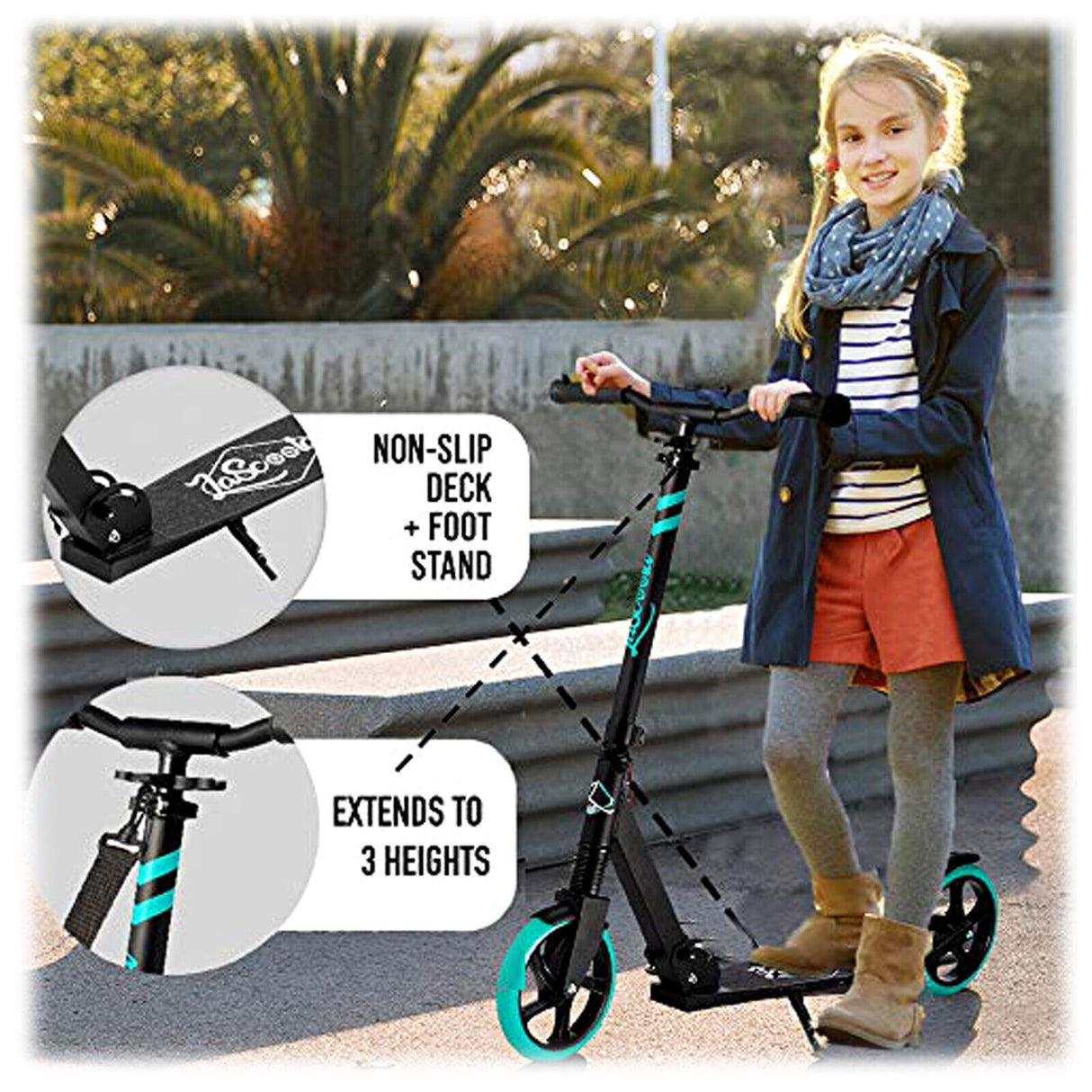 Lascoota Pulse Kick Push Commuter Scooter for Teens and Adult - Plum