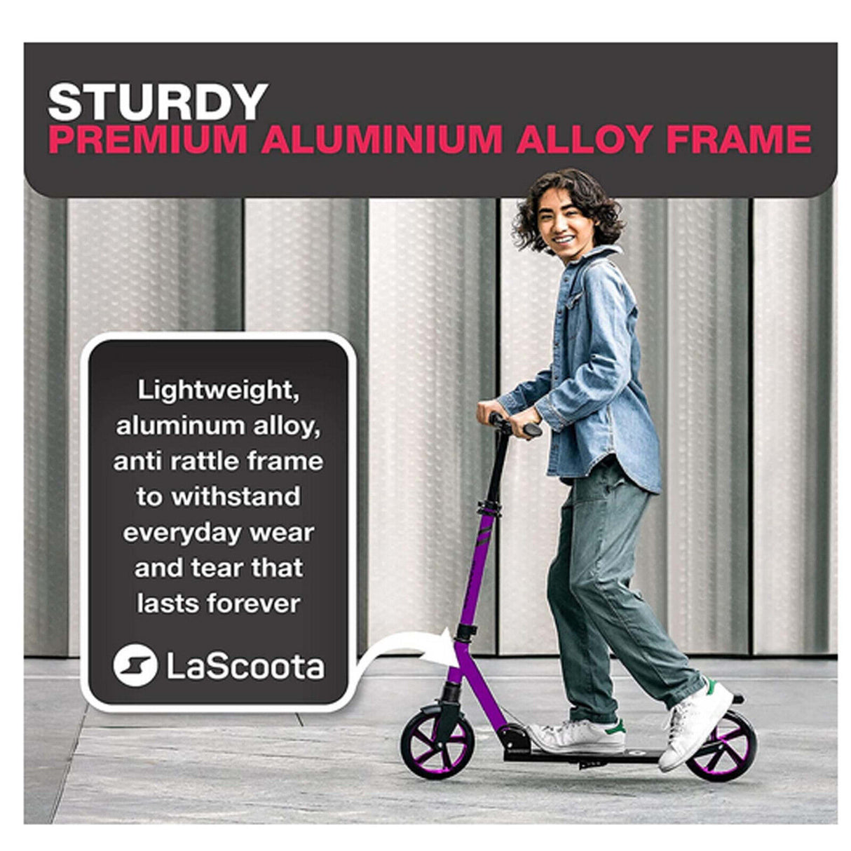 Lascoota Pulse Kick Push Commuter Scooter for Teens and Adult - Plum