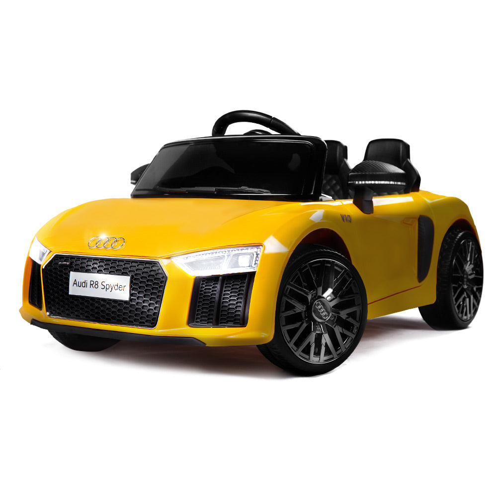 Rovo Kids 12v Licensed Audi R8 Spyder Kids Electric Ride-On Car with Remote - Yellow