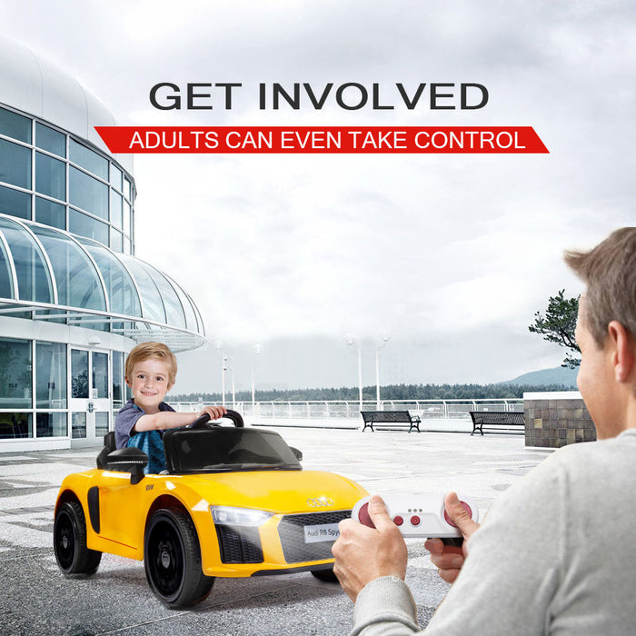 Rovo Kids 12v Licensed Audi R8 Spyder Kids Electric Ride-On Car with Remote - Yellow