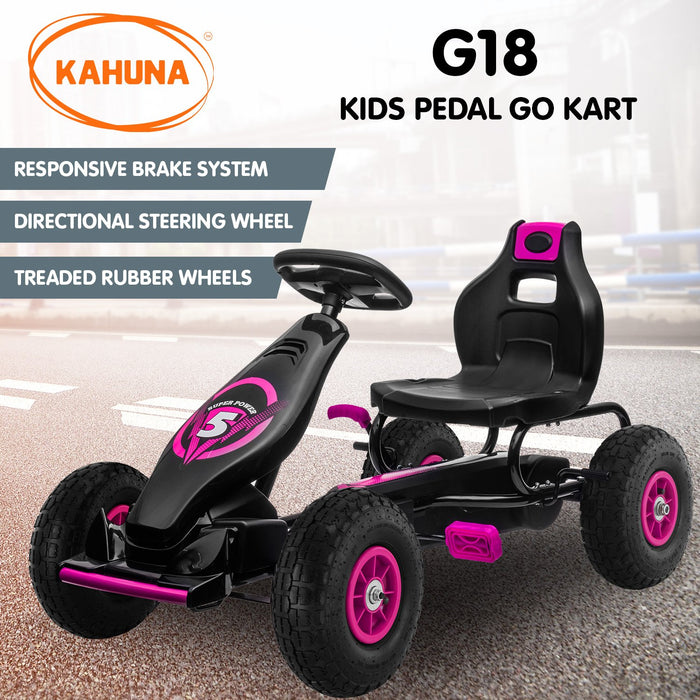 Kahuna G18 Kids Ride On Pedal-Powered Go Kart - Rose Pink