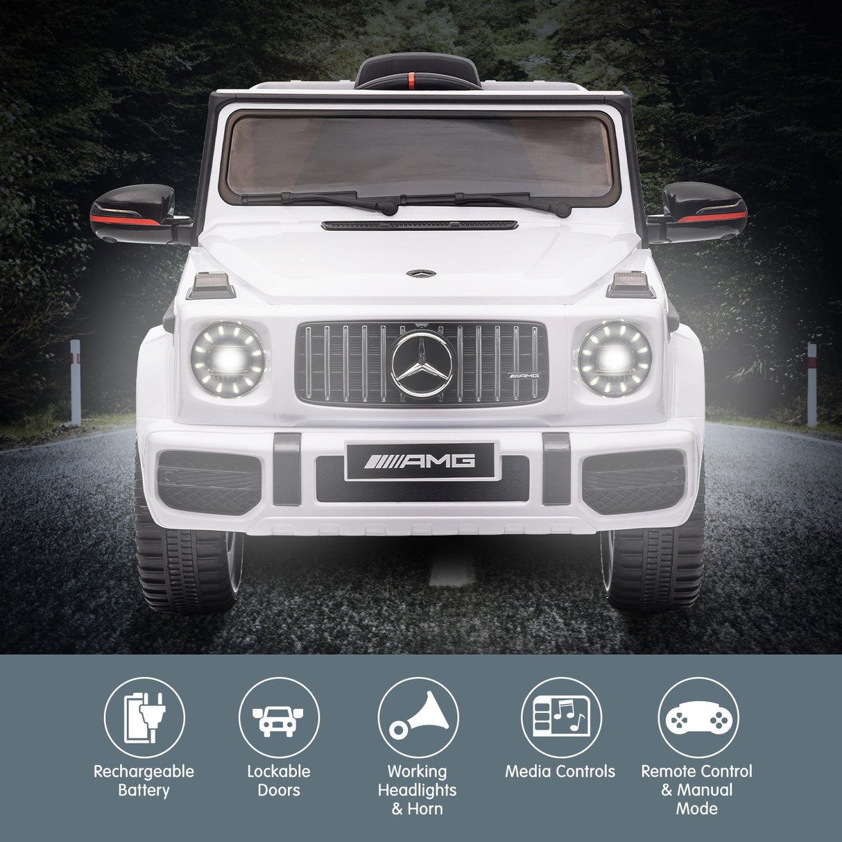 Kahuna Mercedes Benz AMG G63 Licensed Kids Ride On Car with Remote - White