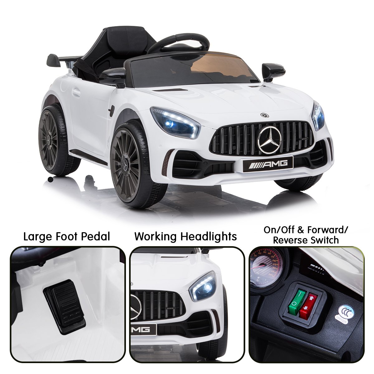 Kahuna Mercedes Benz GTR Licensed Kids Electric Ride On Car with Remote - White