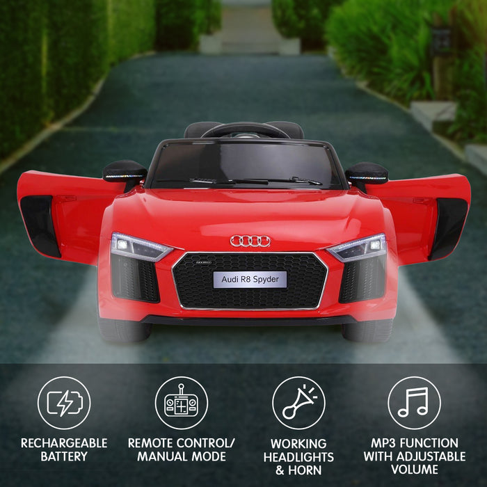 Audi Licensed R8 Spyder 12v Electric Ride On  Kids Car with Remote  - Red