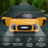 Kahuna 12v Licensed Audi R8 Spyder Kids Electric Ride On Car with Remote - Yellow