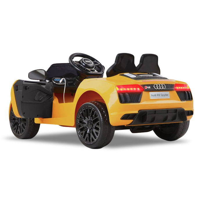 Kahuna 12v Licensed Audi R8 Spyder Kids Electric Ride On Car with Remote - Yellow