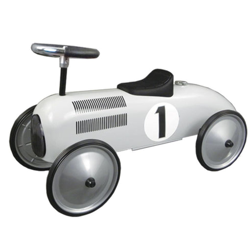 Johnco White Metal Vintage Speedster Ride On Kids Car FS897W