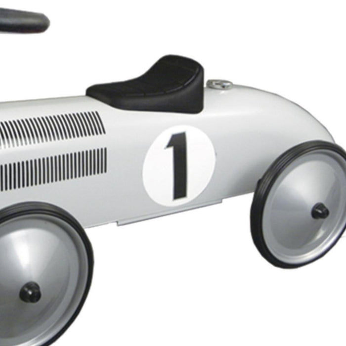 Johnco White Metal Vintage Speedster Ride On Kids Car FS897W