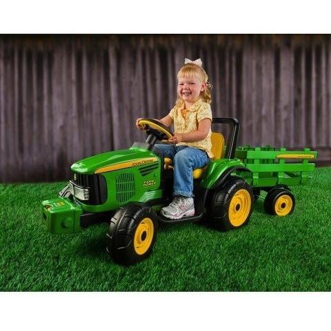 John Deere John Deere Farm Power 12v Kids Ride-On Tractor With Trailer IGOR0050