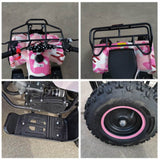 collage images of parts of pink atv